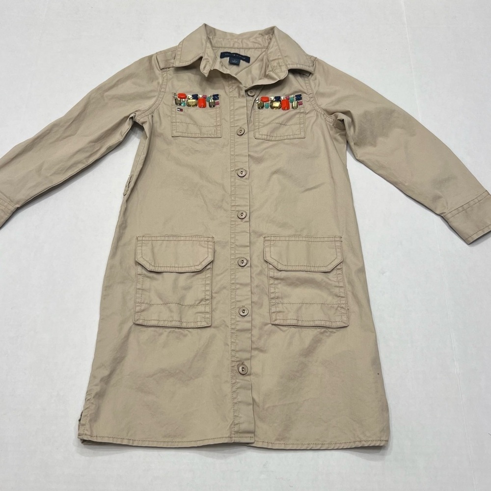 Tommy Hilfiger Youth Girls Tan Gem Utility Cargo Long Sleeve Dress Size 5
